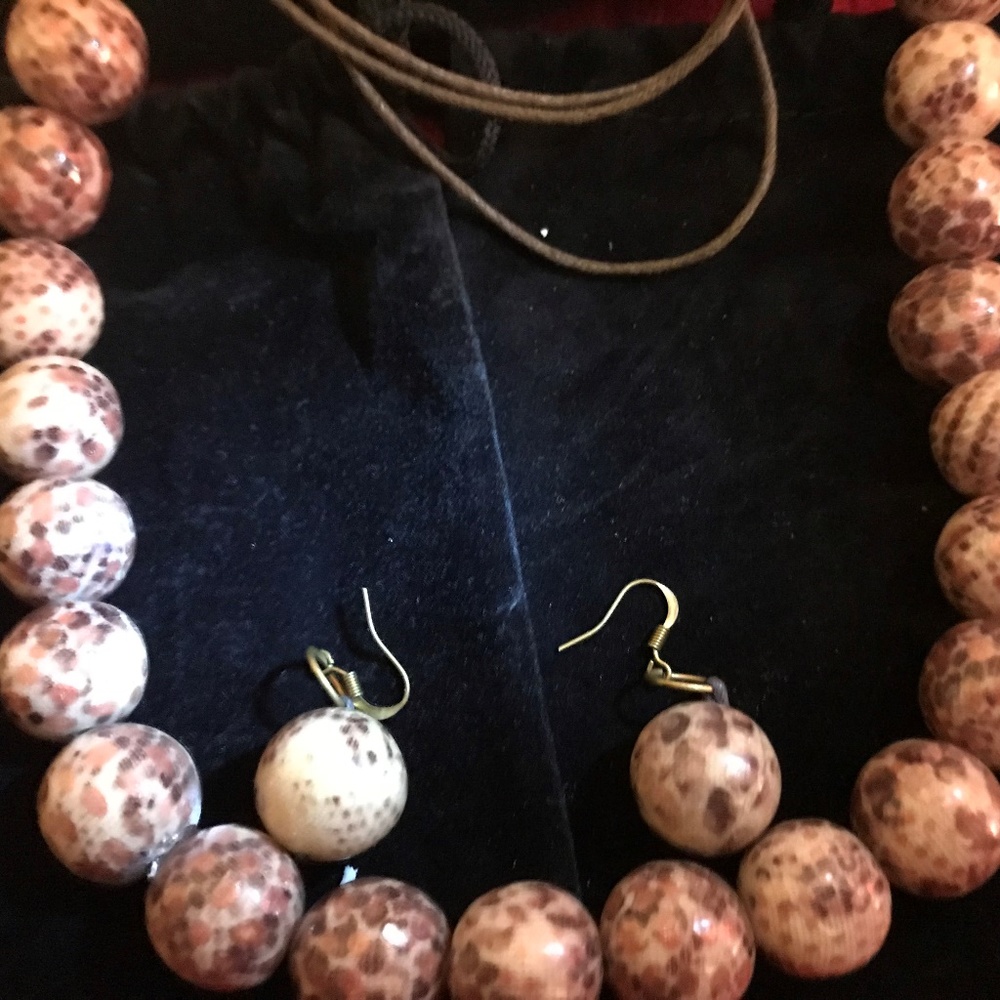 Necklace Chic Serpentine Acrylic Agate & Earrings